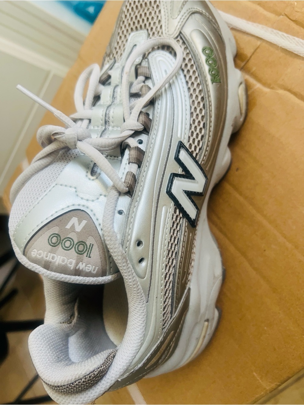 New Balance Kids Silver and Tan 1000 Walking Sneakers